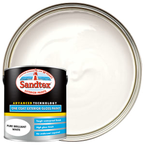 Sandtex One Coat Exterior Gloss Paint - Pure Brilliant White - 2.5L