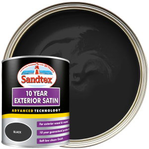 Sandtex 10 Year Exterior Satin Paint - Black - 750ml