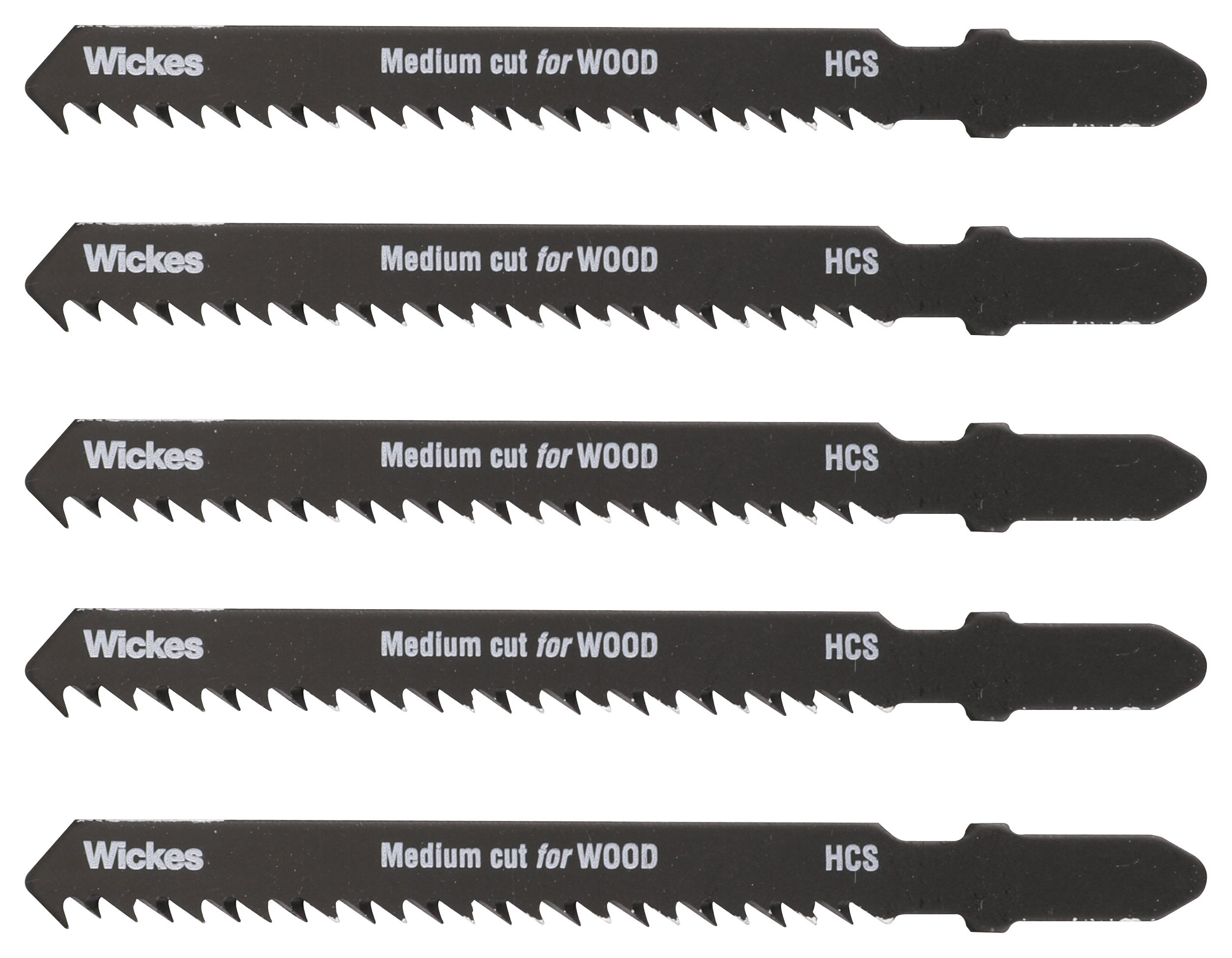 Wickes T Shank Medium Cut Jigsaw Blade for Wood - Pack of 5