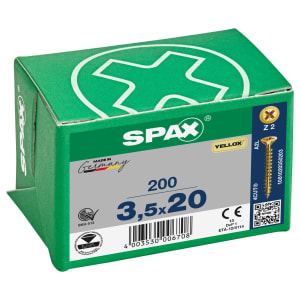 Spax Pz Countersunk Yellox Screws - 3.5x20mm Pack Of 200