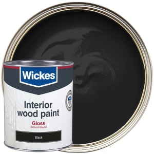 Wickes Non Drip Gloss Wood & Metal Paint - Black - 750ml