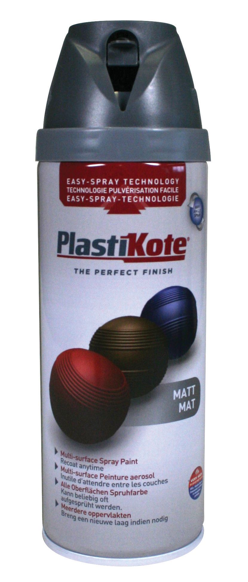 Plastikote Multi-Surface Matt Spray Paint - Grey - 400ml