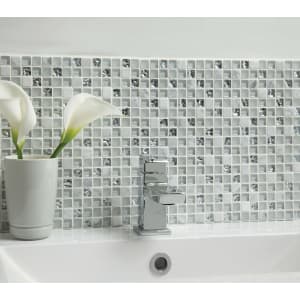 Wickes Ice Glass & Stone Mosaic Tile Sheet - 300 x 300mm