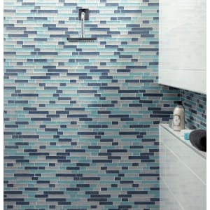 Wickes Aqua Glass Linear Mosaic Tile Sheet - 296 x 296mm