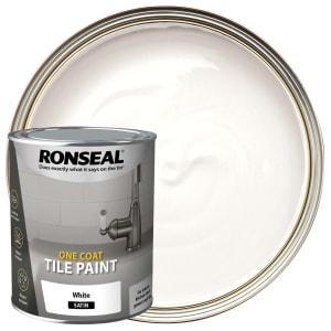 Ronseal Satin One Coat Tile Paint - White - 750ml