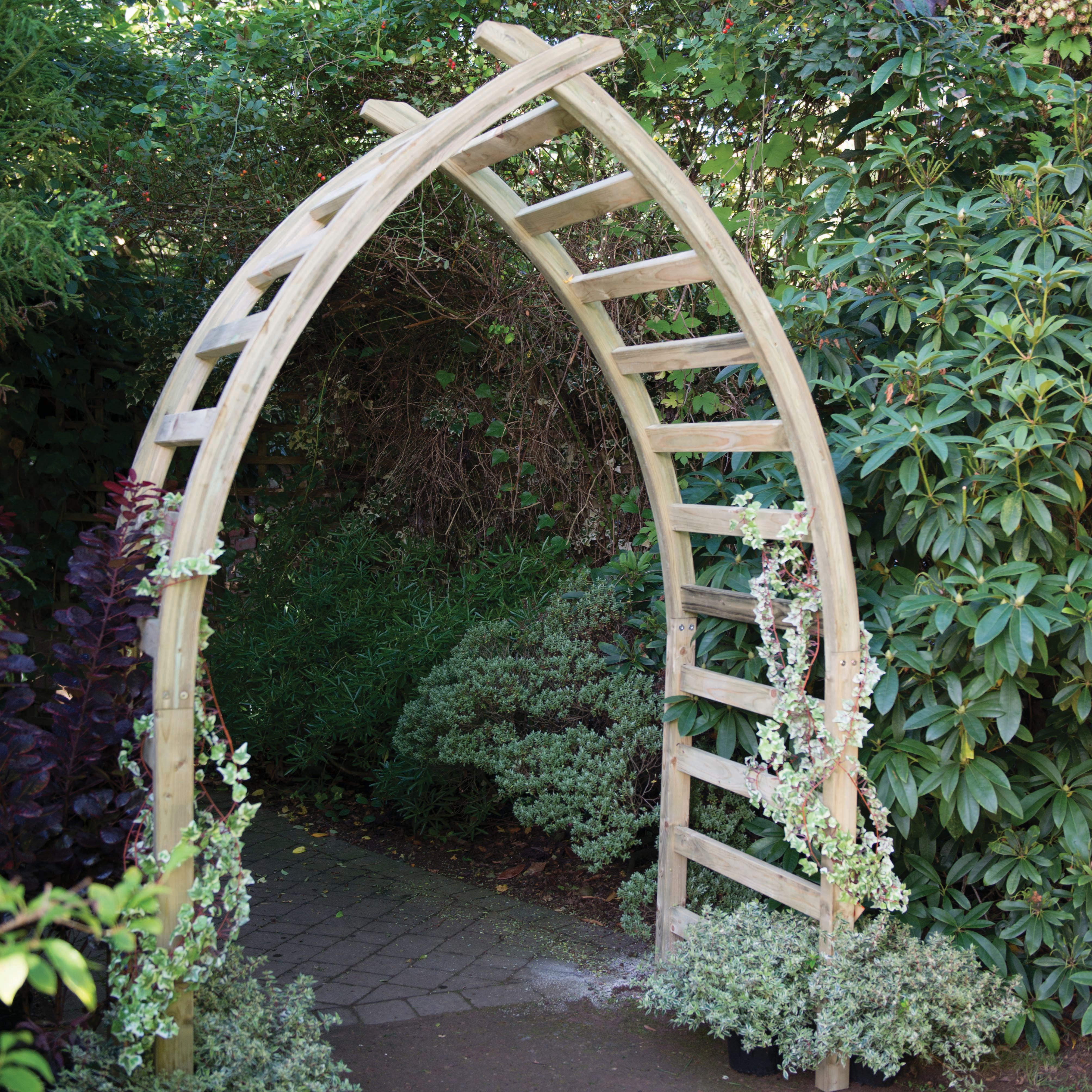 Forest Garden Whitby Gothic Slatted Wooden Garden Arch - 1540 x 760 mm