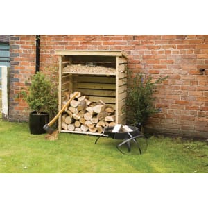 Rowlinson Small Pressure Treated Timber Log Store - 4 x 2ft