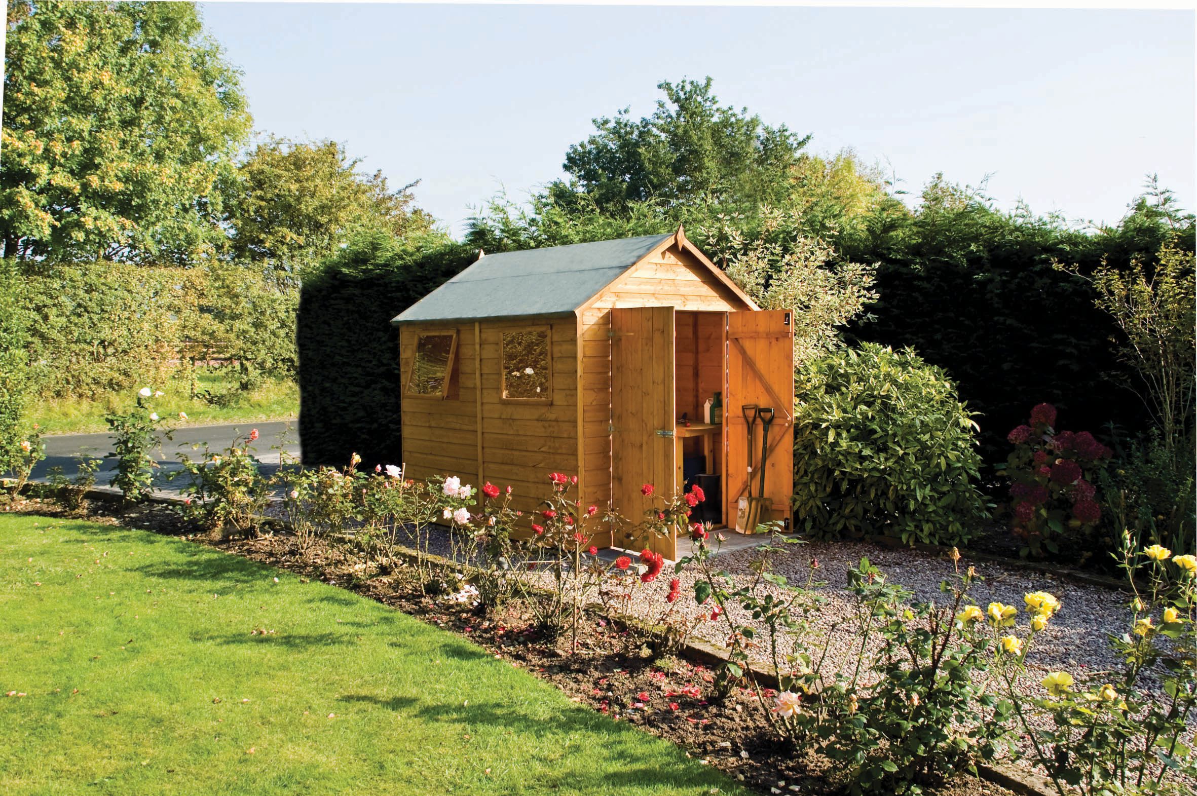 Rowlinson Premier Double Door Apex Shed with Opening Windows - 8 x 6ft
