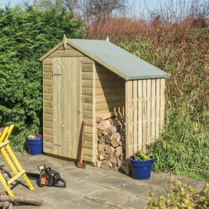 Rowlinson Oxford Small Shiplap Apex Shed with Side Storage - 4 x 3ft