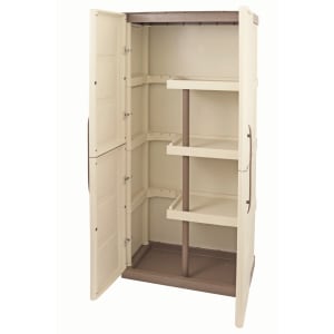 Shire Large Exterior Storage Cabinet with Shelves & Broom Storage - 390 x 700 x 1650mm