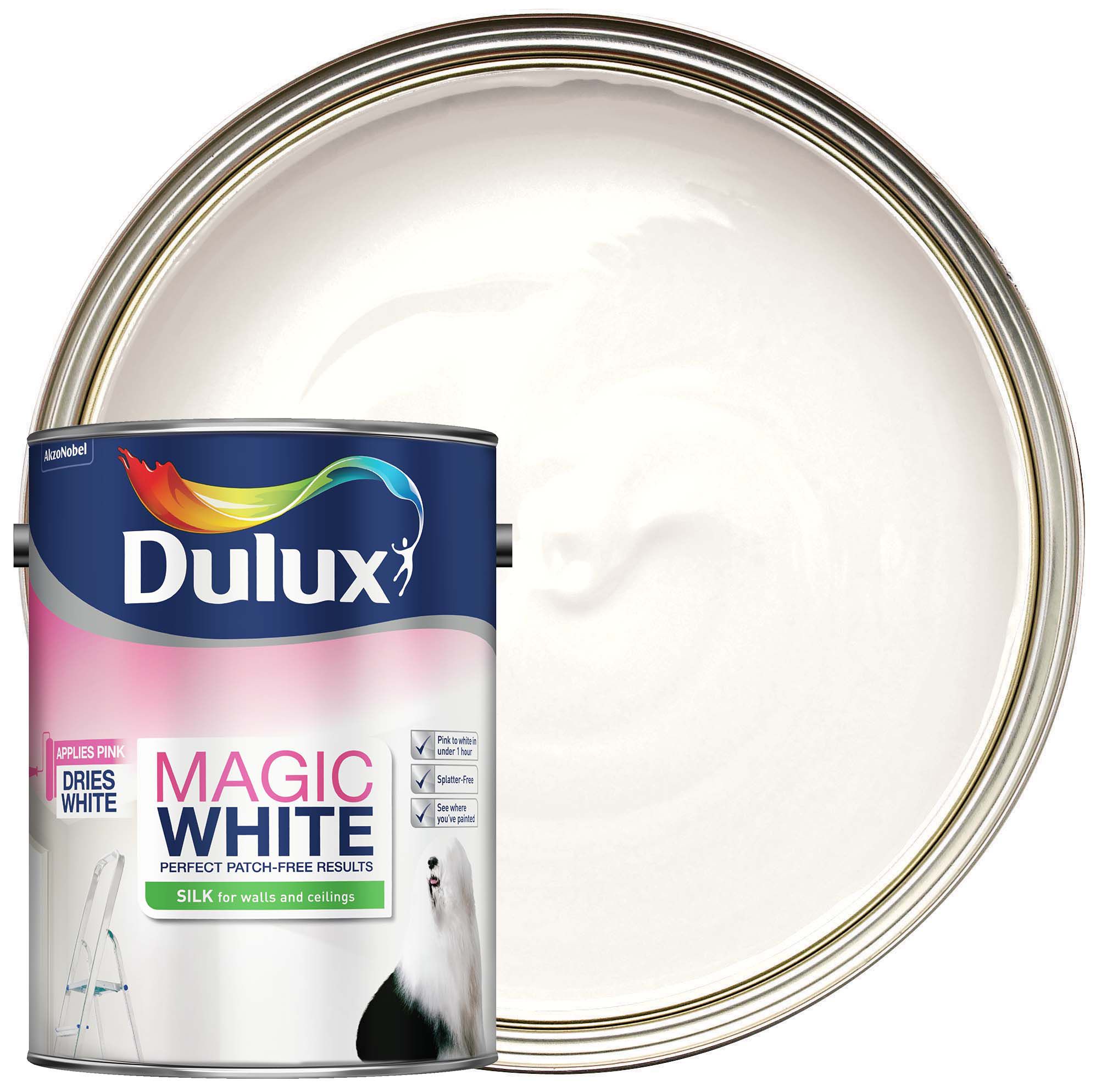 Dulux Magic White Silk Emulsion Paint - Pure Brilliant White - 5L