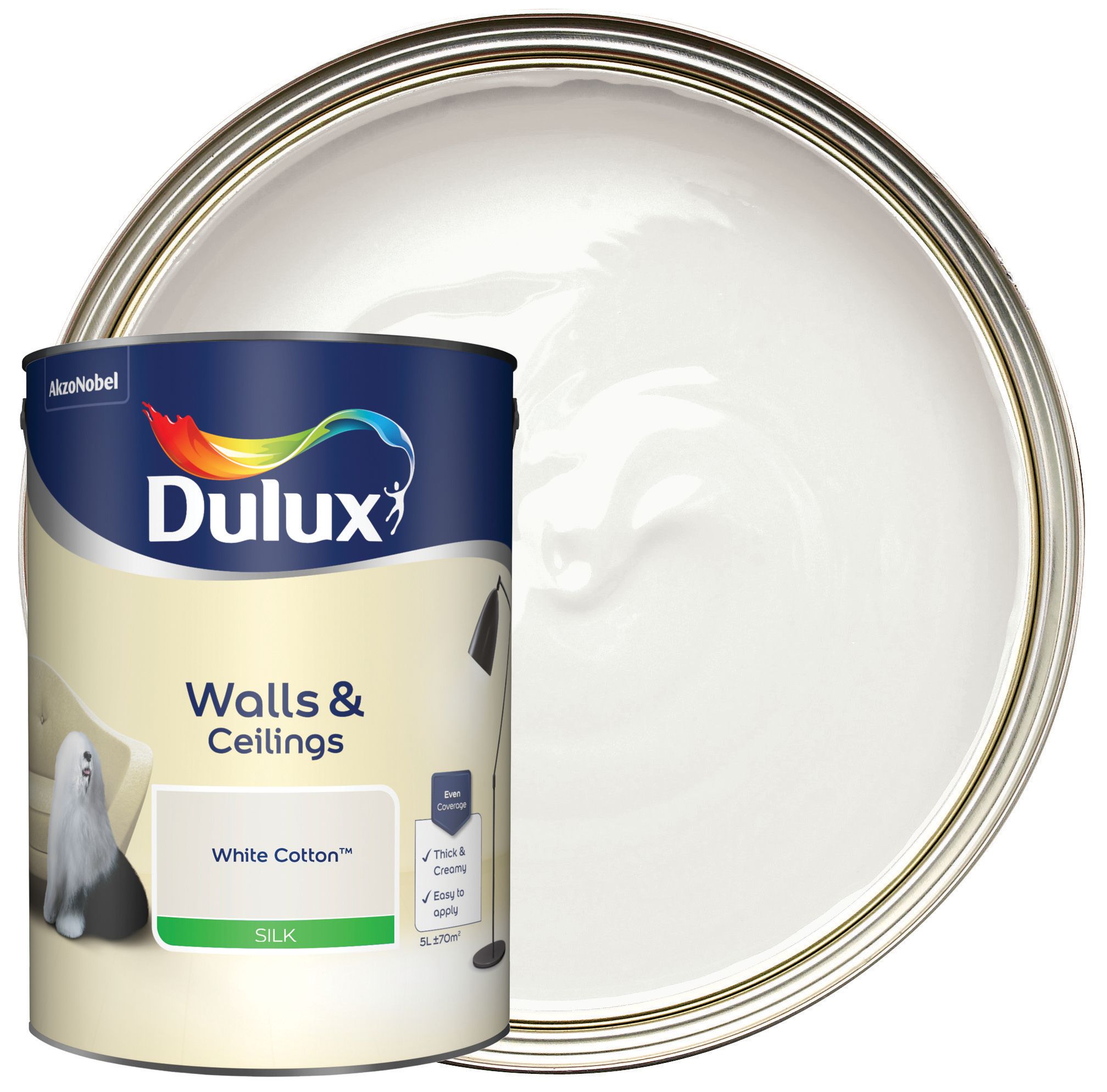 Dulux Silk Emulsion Paint - White Cotton - 5L