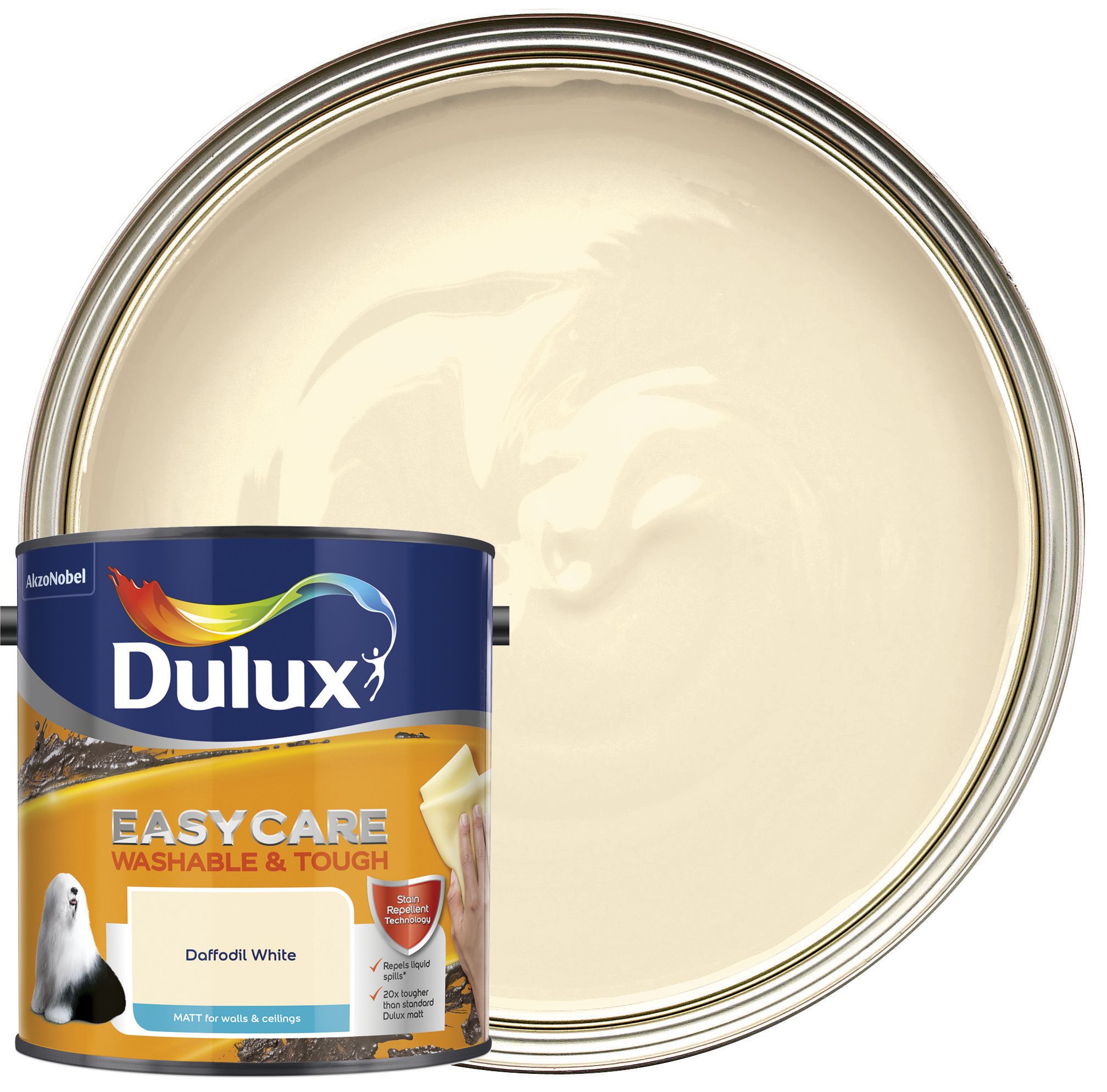Dulux Easycare Washable & Tough Matt Emulsion Paint - Daffodil White - 2.5L
