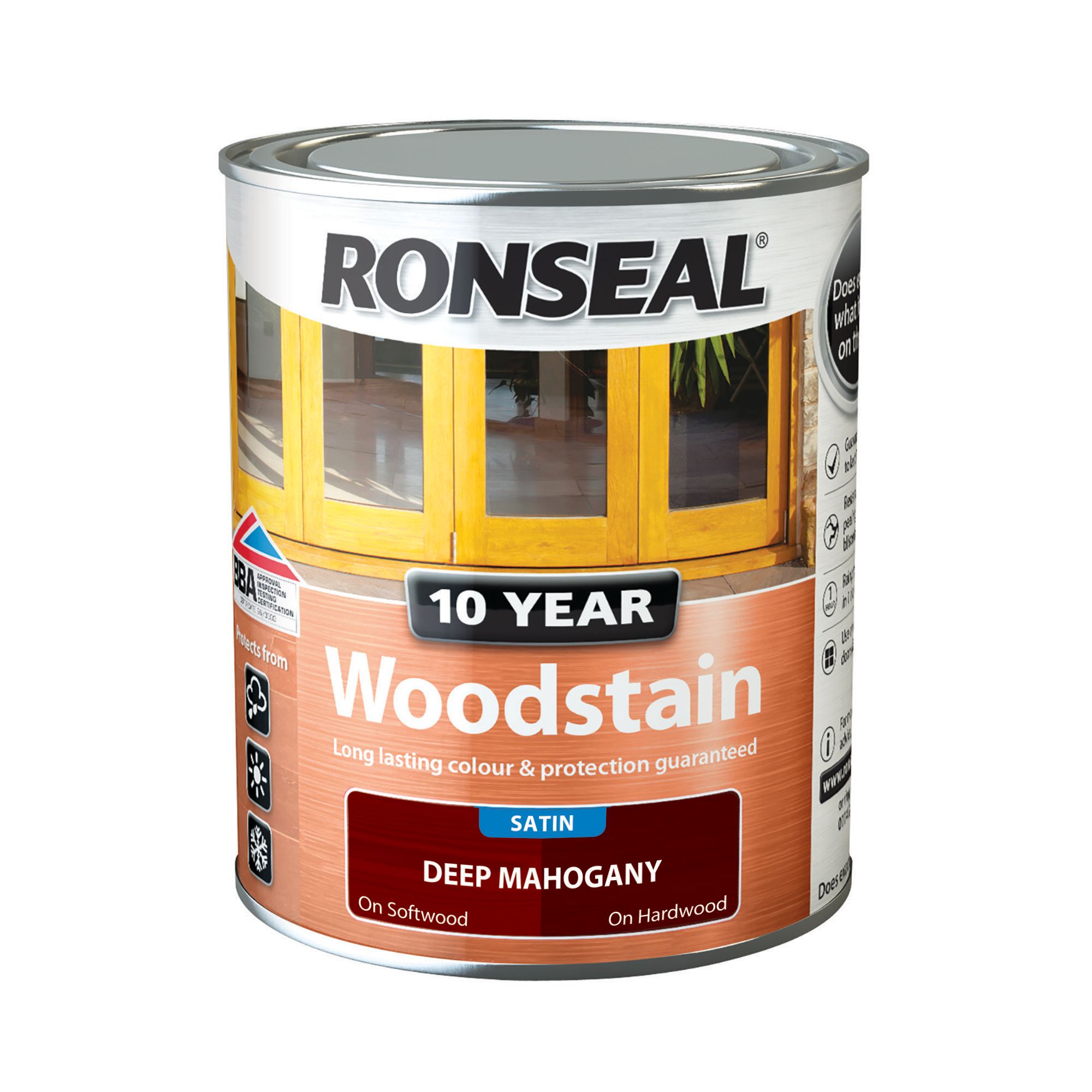 Ronseal 10 Year Woodstain - Deep Mahogany 750ml