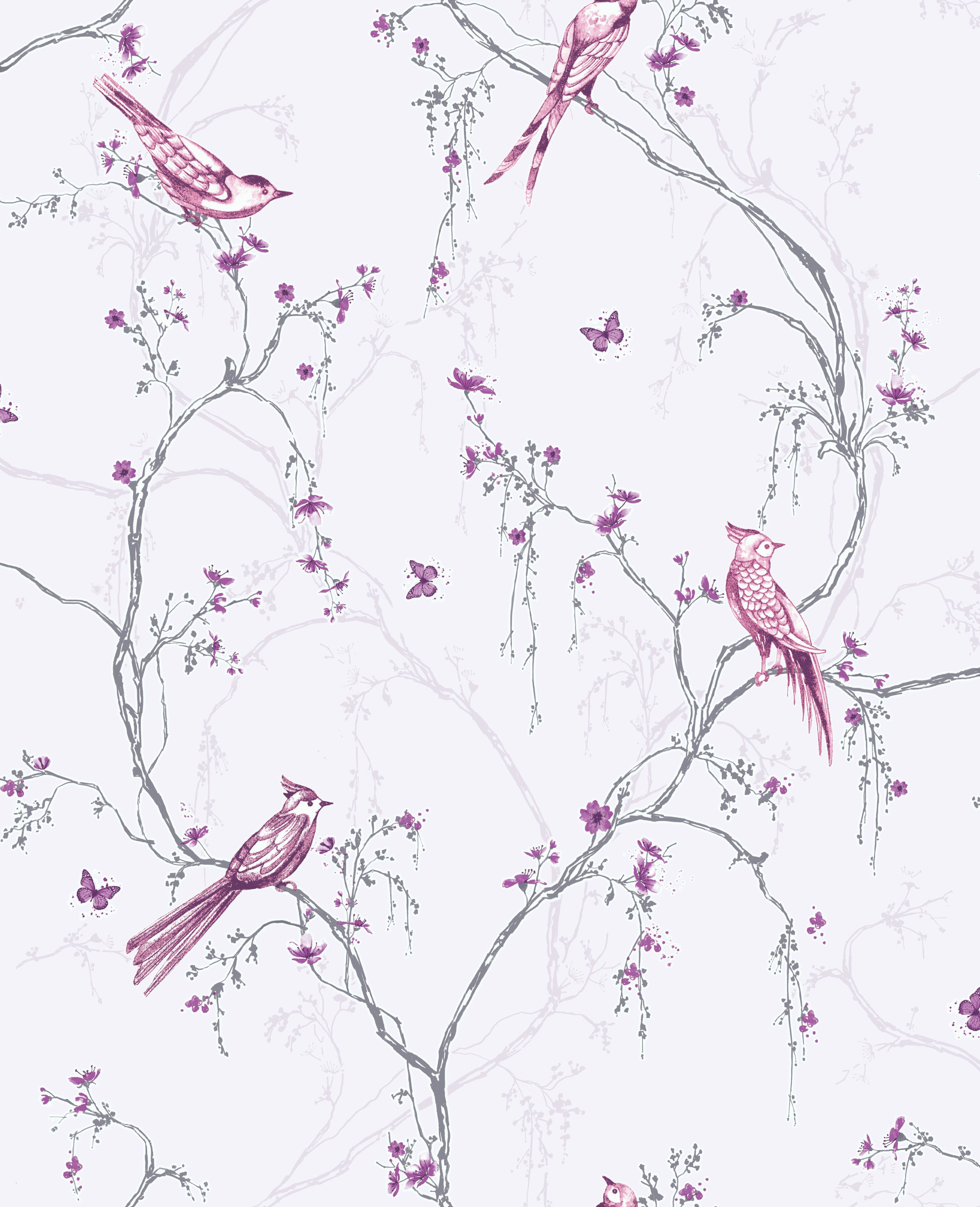 Superfresco Easy Songbird Lilac Decorative Wallpaper - 10m