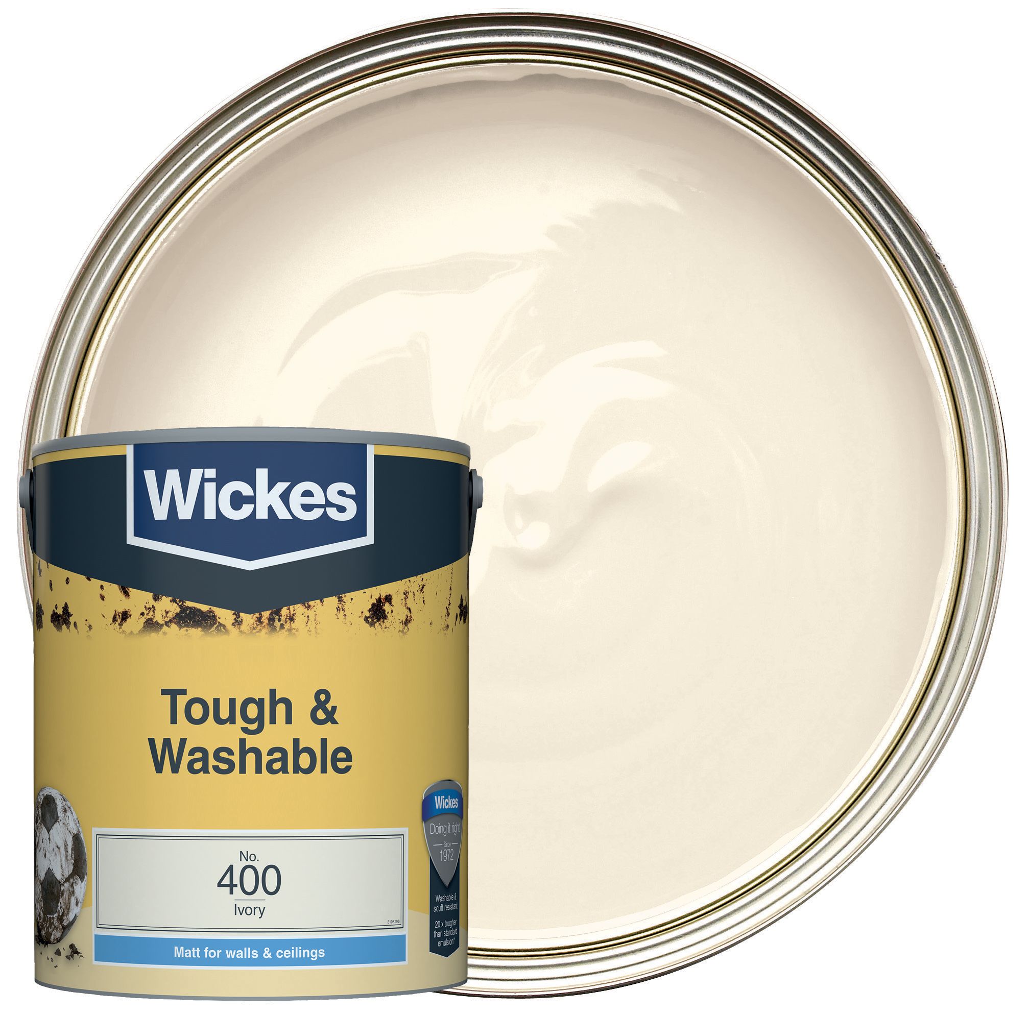 Wickes Tough & Washable Matt Emulsion Paint - Ivory No.400 - 5L
