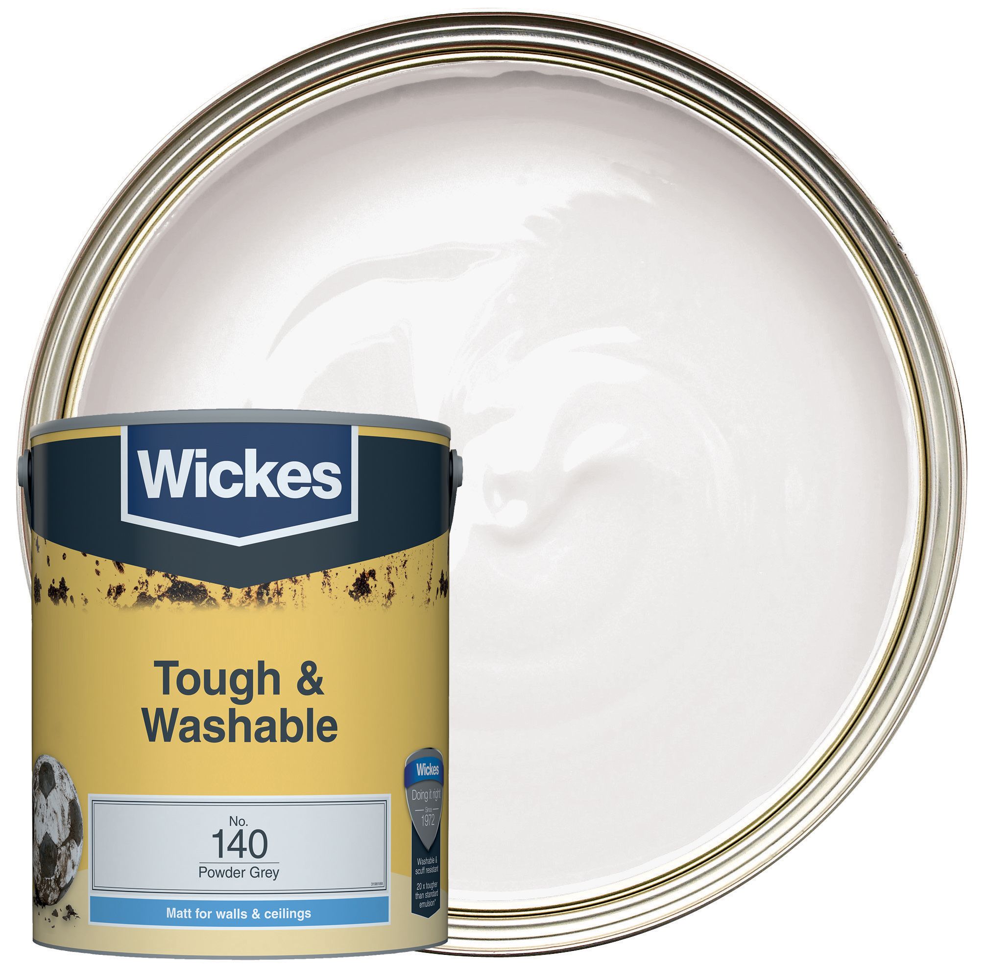 Wickes Tough & Washable Matt Emulsion Paint - Powder Grey No.140 - 5L