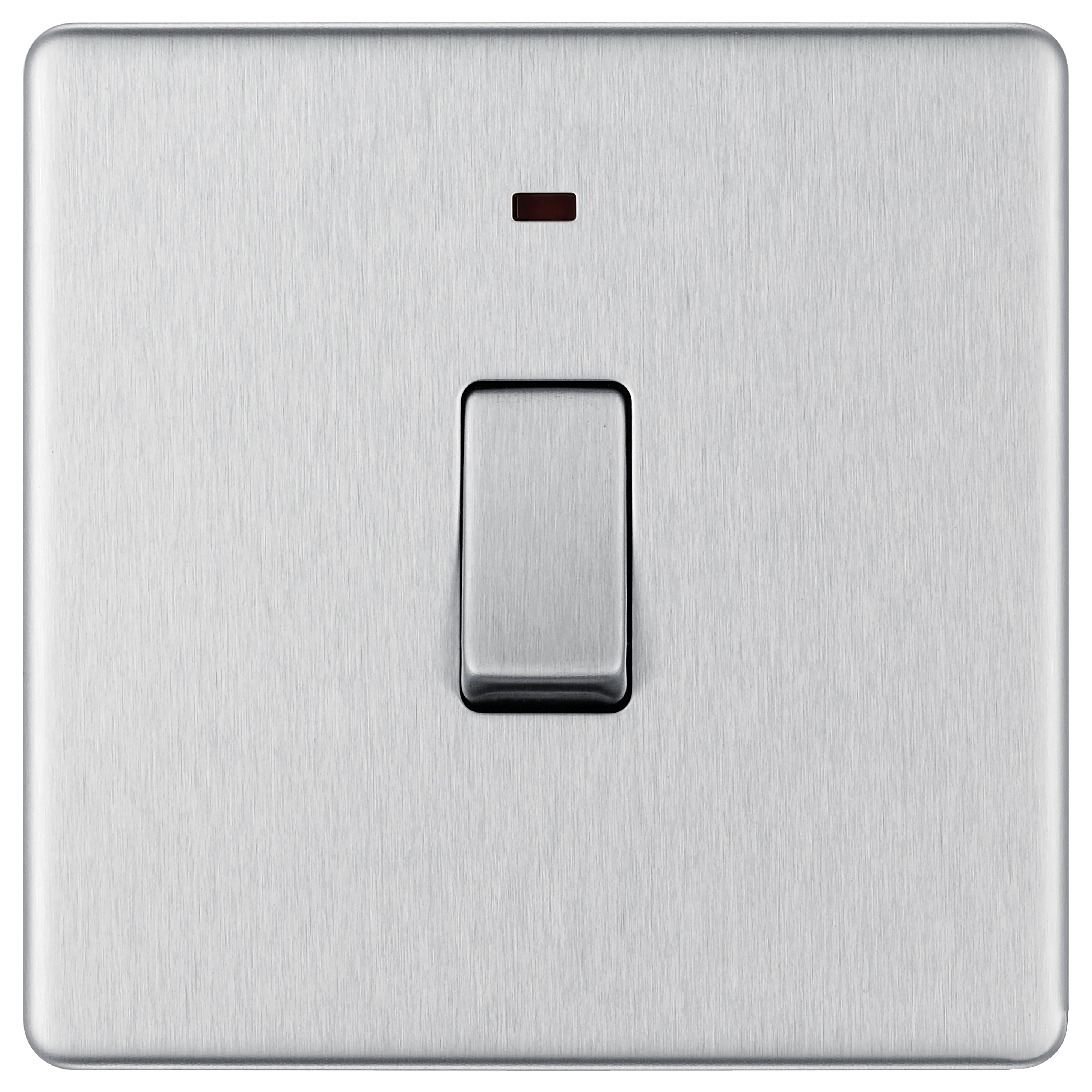 BG Screwless Flatplate Brushed Steel Single Switch 20A With Power Indicator