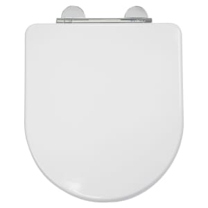 Croydex Garda D Shaped Flexi-Fix Wooden Soft Close Toilet Seat - White