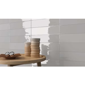 Wickes Boutique Flair Gradient Plain Grey Ceramic Wall Tile - 300 x 75mm