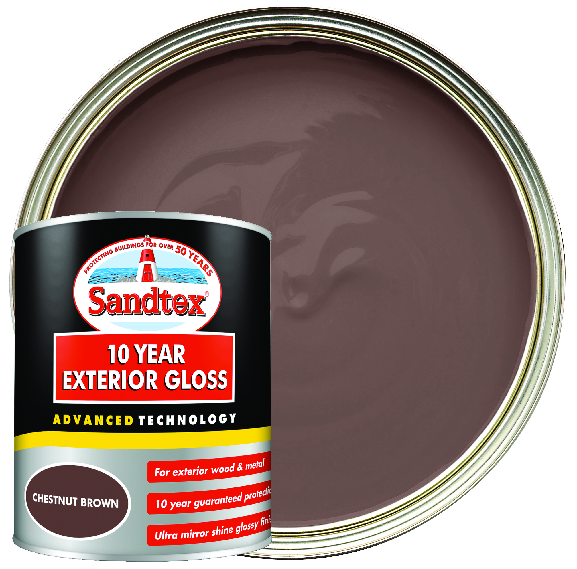Sandtex 10 Year Exterior Gloss Paint - Chestnut Brown - 750ml