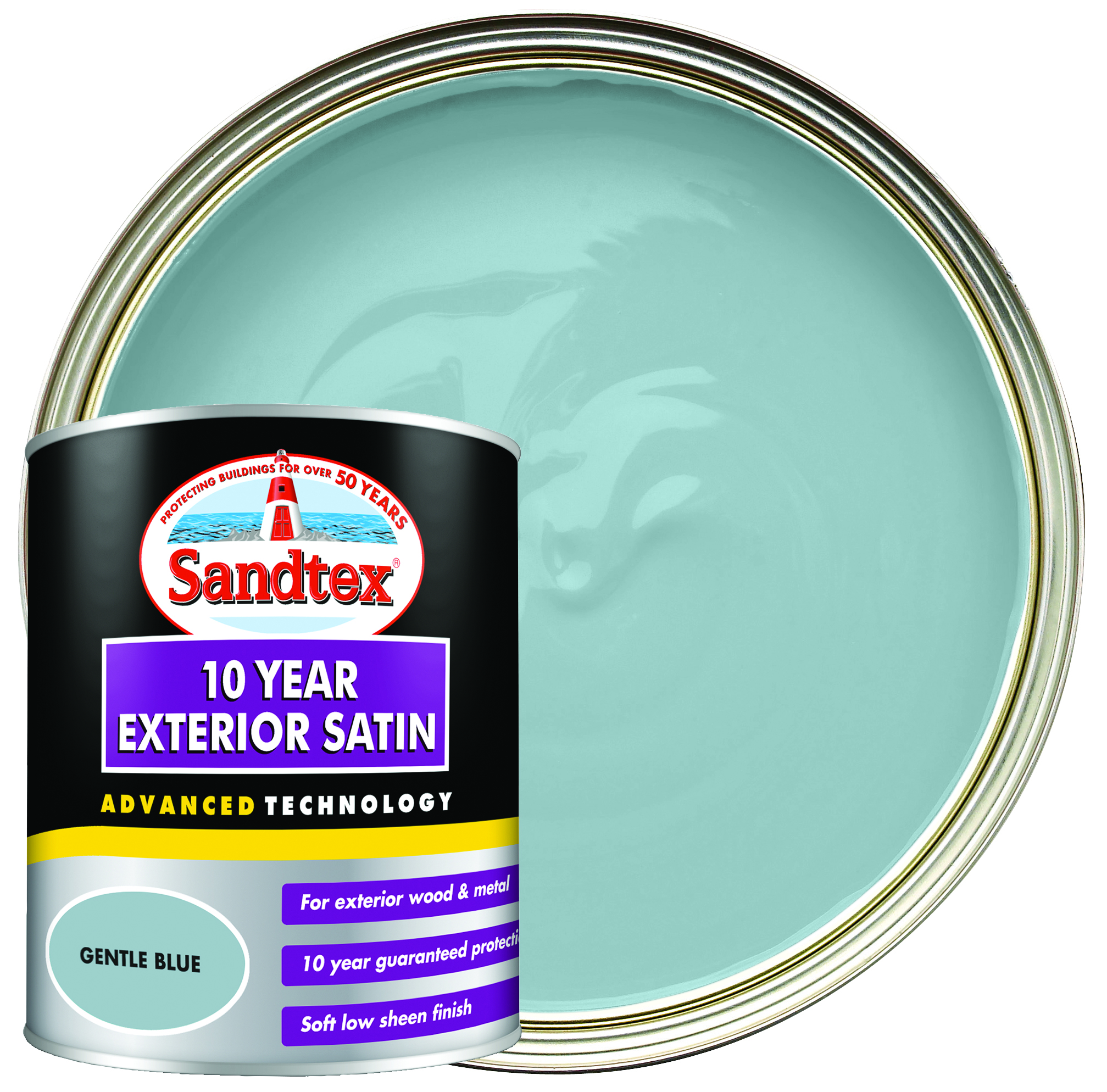 Sandtex 10 Year Exterior Satin Paint - Gentle Blue - 750ml