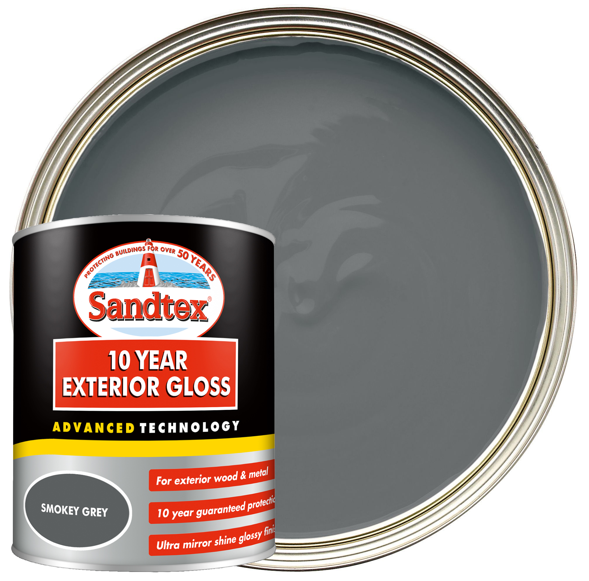 Sandtex 10 Year Exterior Gloss Paint - Smoky Grey - 750ml