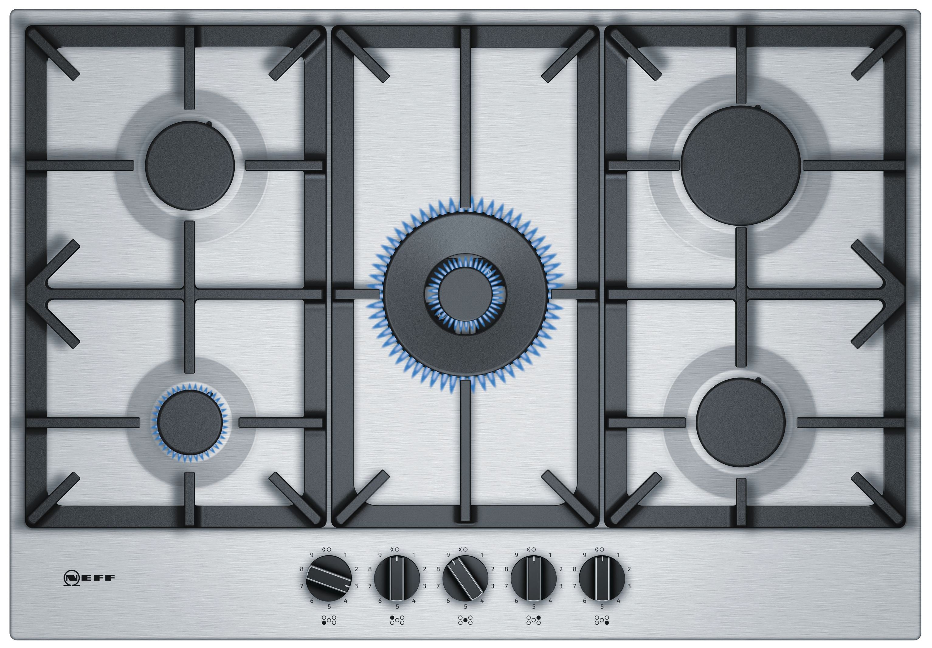 NEFF N70 T27DS59N0 Stainless Steel Gas Hob with Flameselect - 75cm