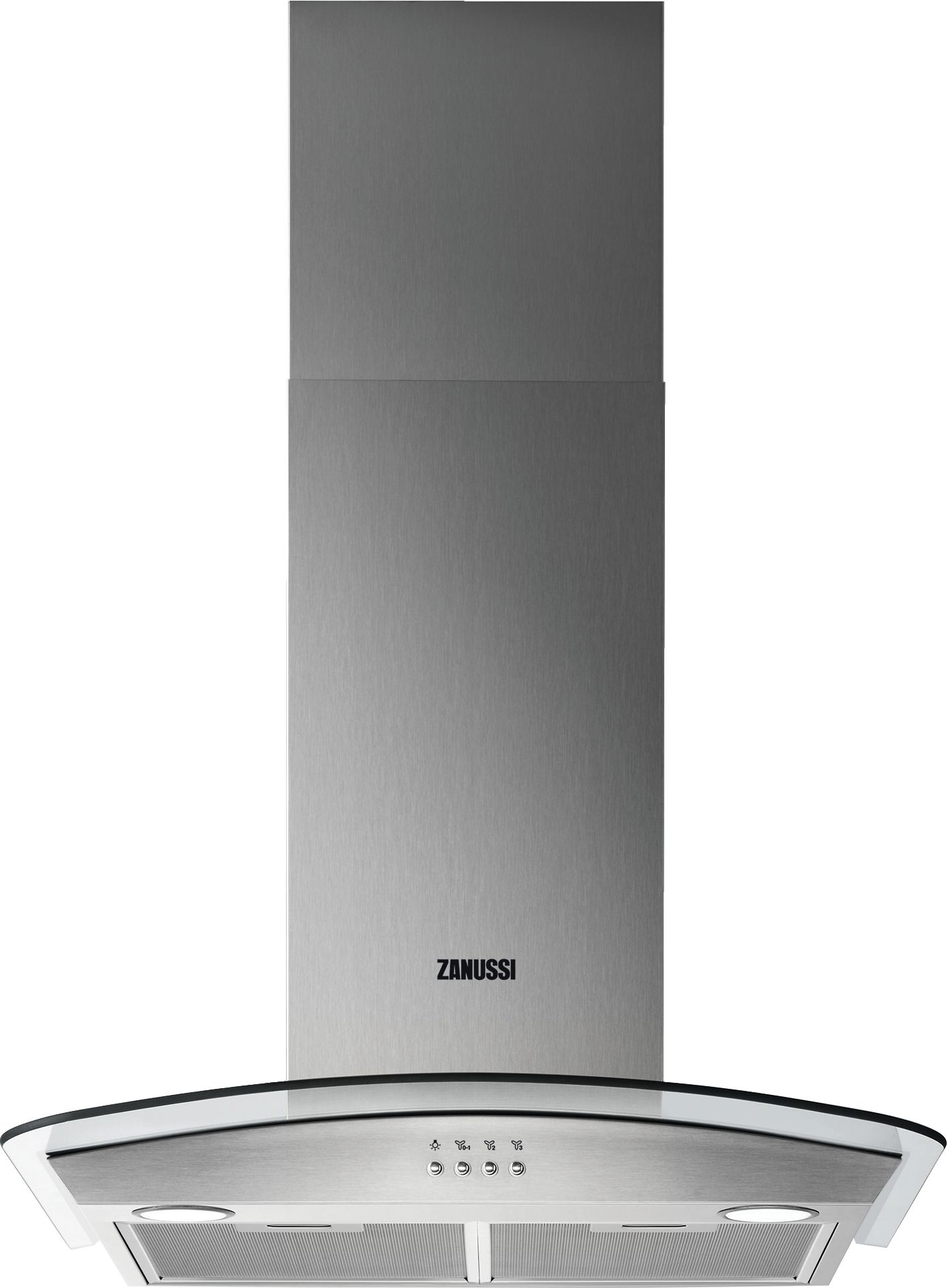 Zanussi ZHC62352X 60cm Chimney Hood with Curved Glass - Stainless Steel