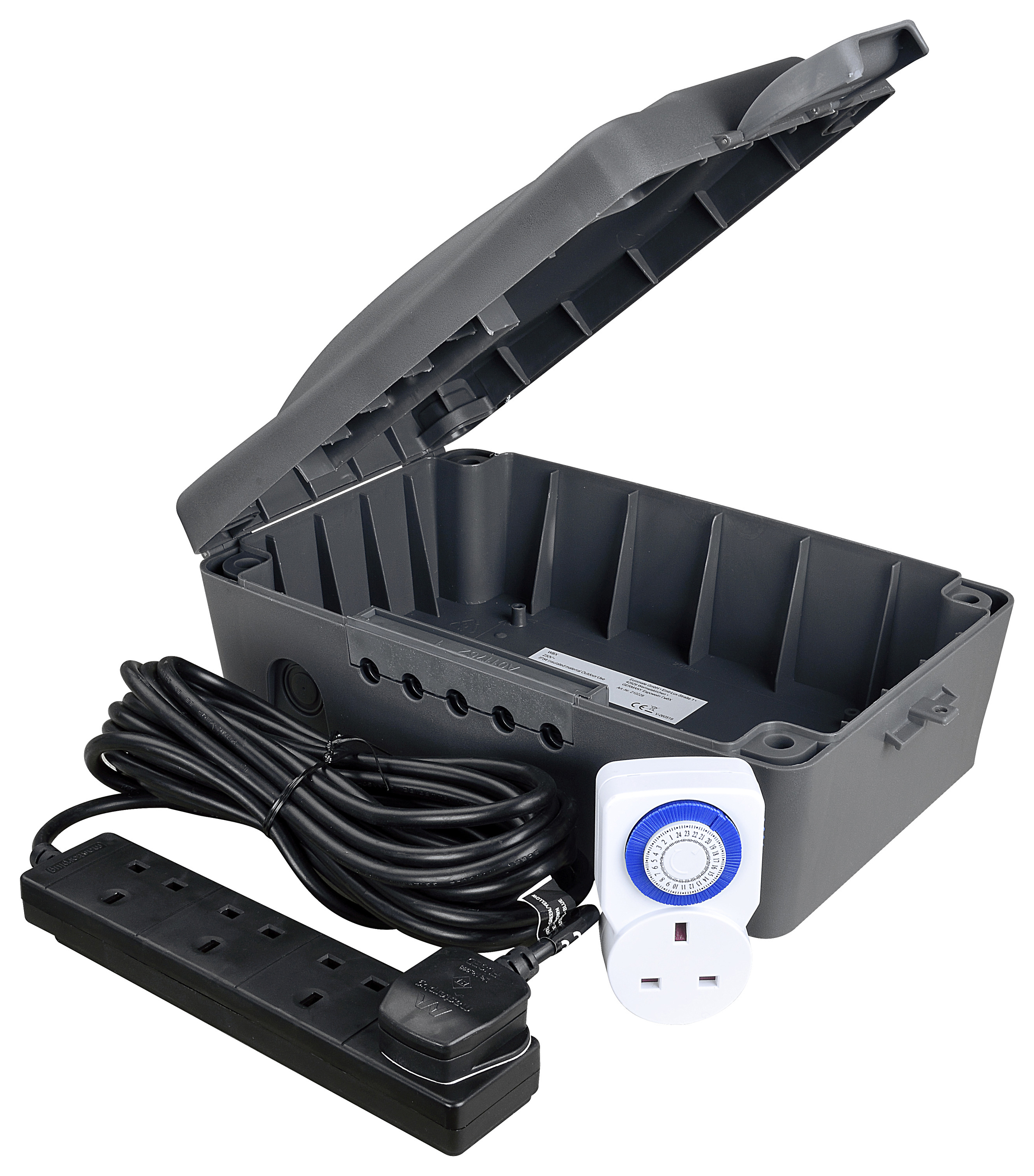 Masterplug 13A Weatherproof 4 Socket Extension Lead Box Kit - 8m