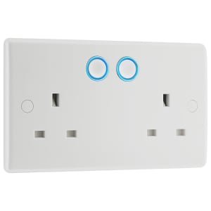 BG Double Switched 13A 2 Gang White Power Socket with Smart Home Control
