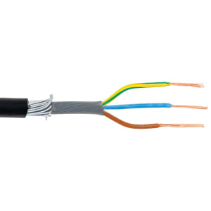 3 Core 6943X Black SWA Single Phase Armoured Cable - 1.5mm2 - 25m