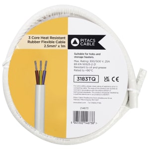 3 Core 3183TQ Cream Immersion Heat Resistant Flexible Cable - 2.5mm2 - 1m