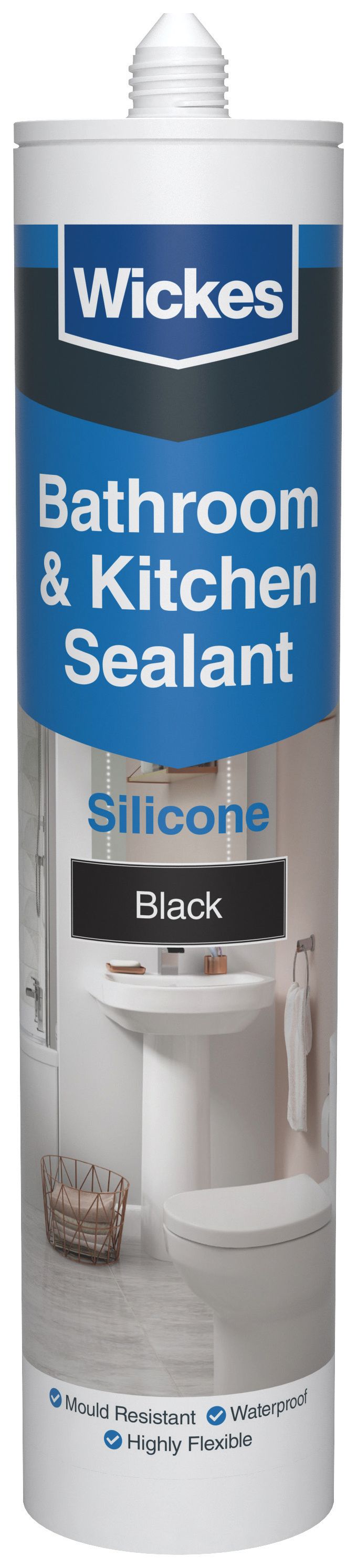 Wickes Black Kitchen & Bathroom Silicone Sealant - 300ml