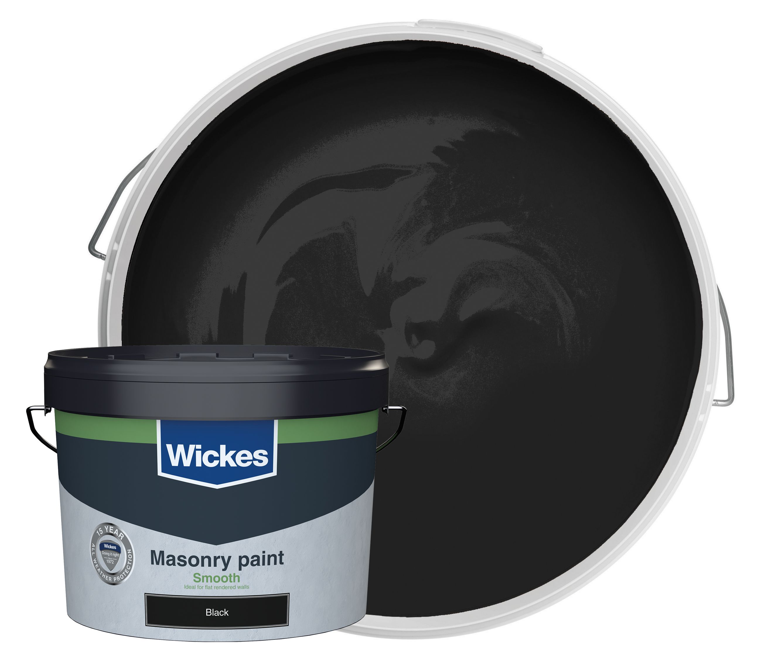 Wickes Smooth Masonry Paint - Black - 10L