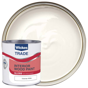 Wickes Trade Liquid Gloss Wood & Metal Paint - Victorian White - 1L