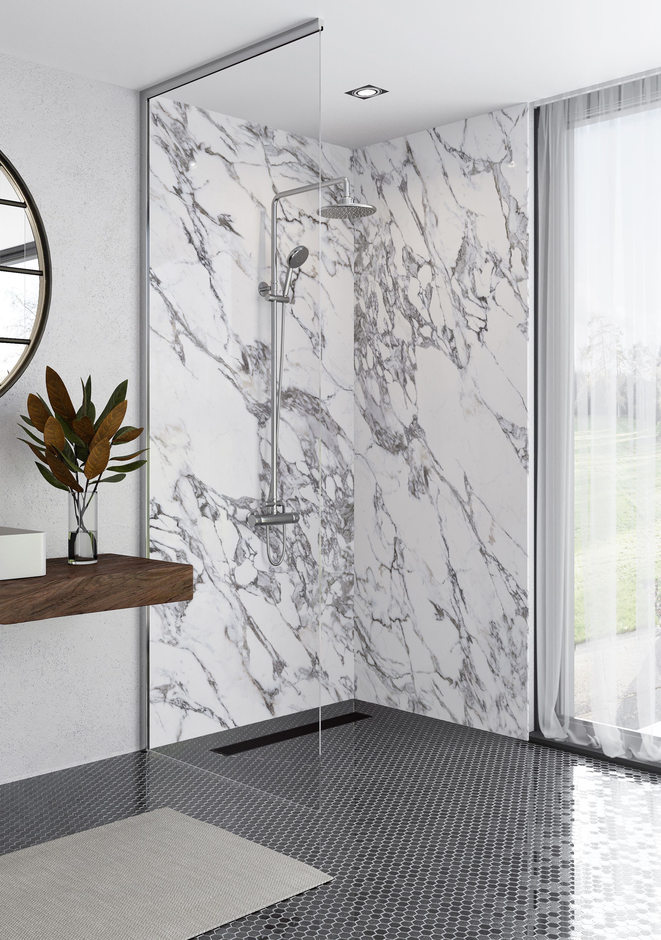 Mermaid Elite Marmo Migliore Post Formed Finished Edge Single Shower Panel - 2420 x 1200mm