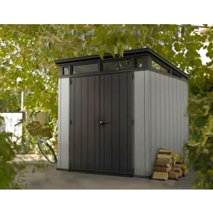 Keter Artisan Grey Double Door Outdoor Pent Garden Storage Shed - 7 x 7ft