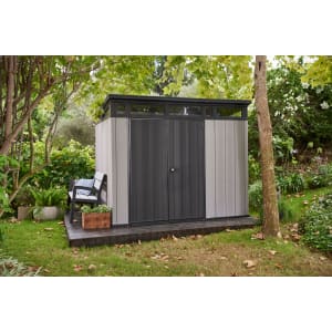 Keter Artisan Grey Double Door Outdoor Pent Garden Storage Shed - 7 x 9ft