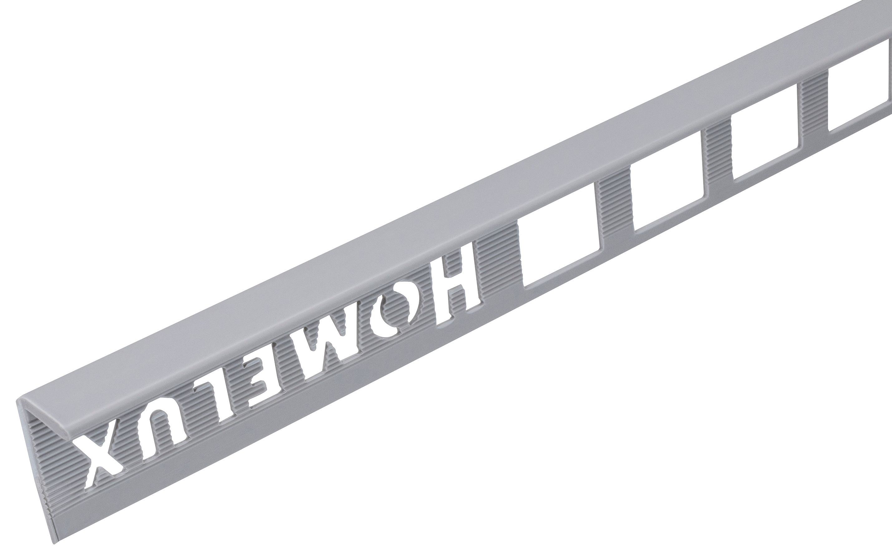 Homelux 8mm PVC Straight Edge Grey Tile Trim - 2.5m