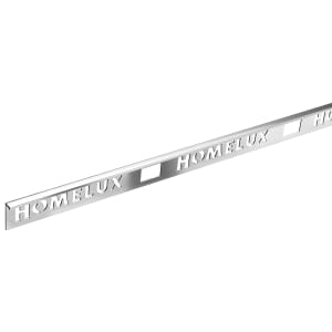 Homelux 6mm Metal Straight Silver Tile Trim - 2.44m