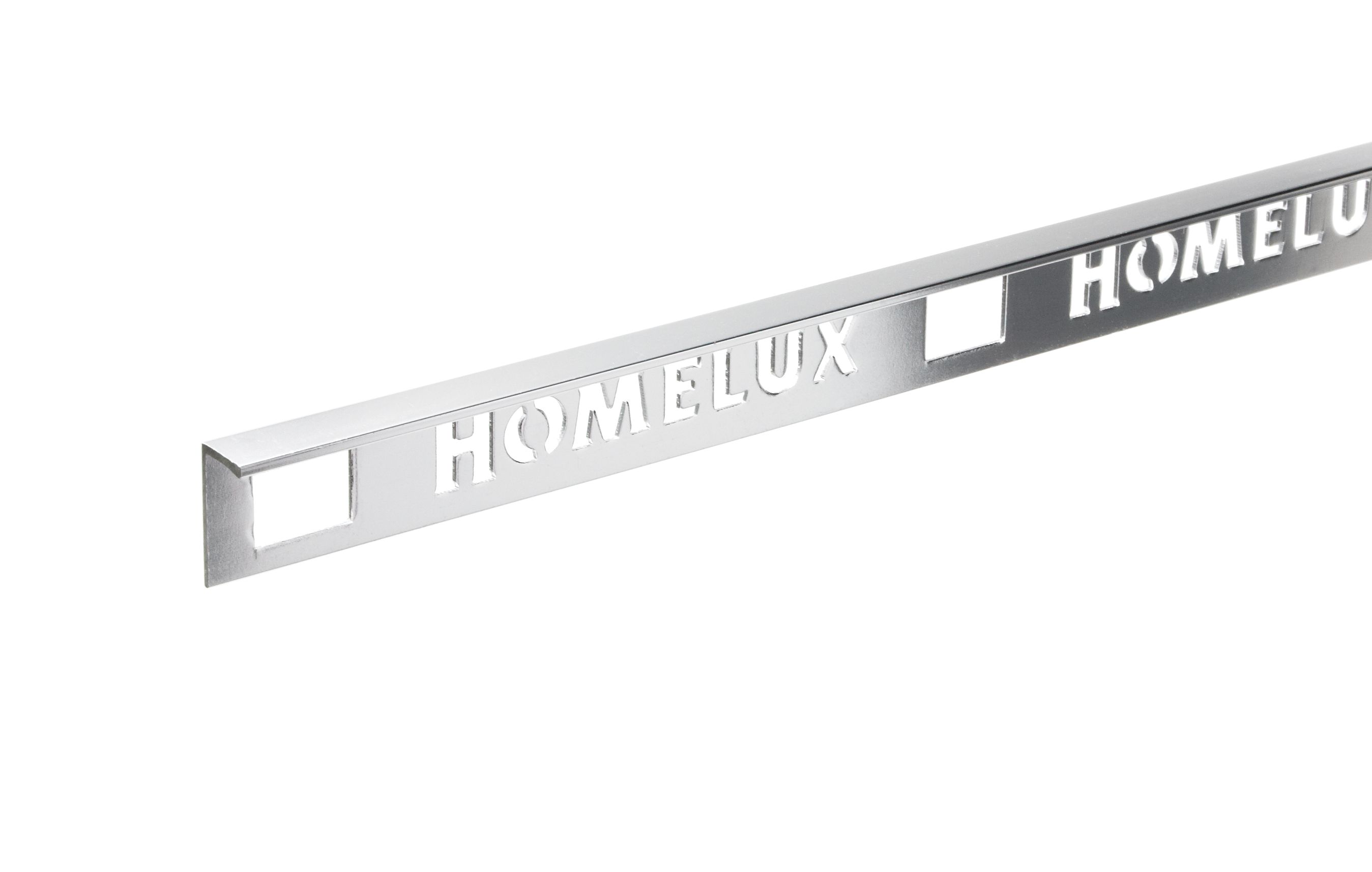 Homelux 8mm Metal Straight Silver Tile Trim - 2.44m