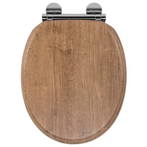 Croydex Ontario Flexi-Fix Wooden Soft Close Toilet Seat - Teak Effect