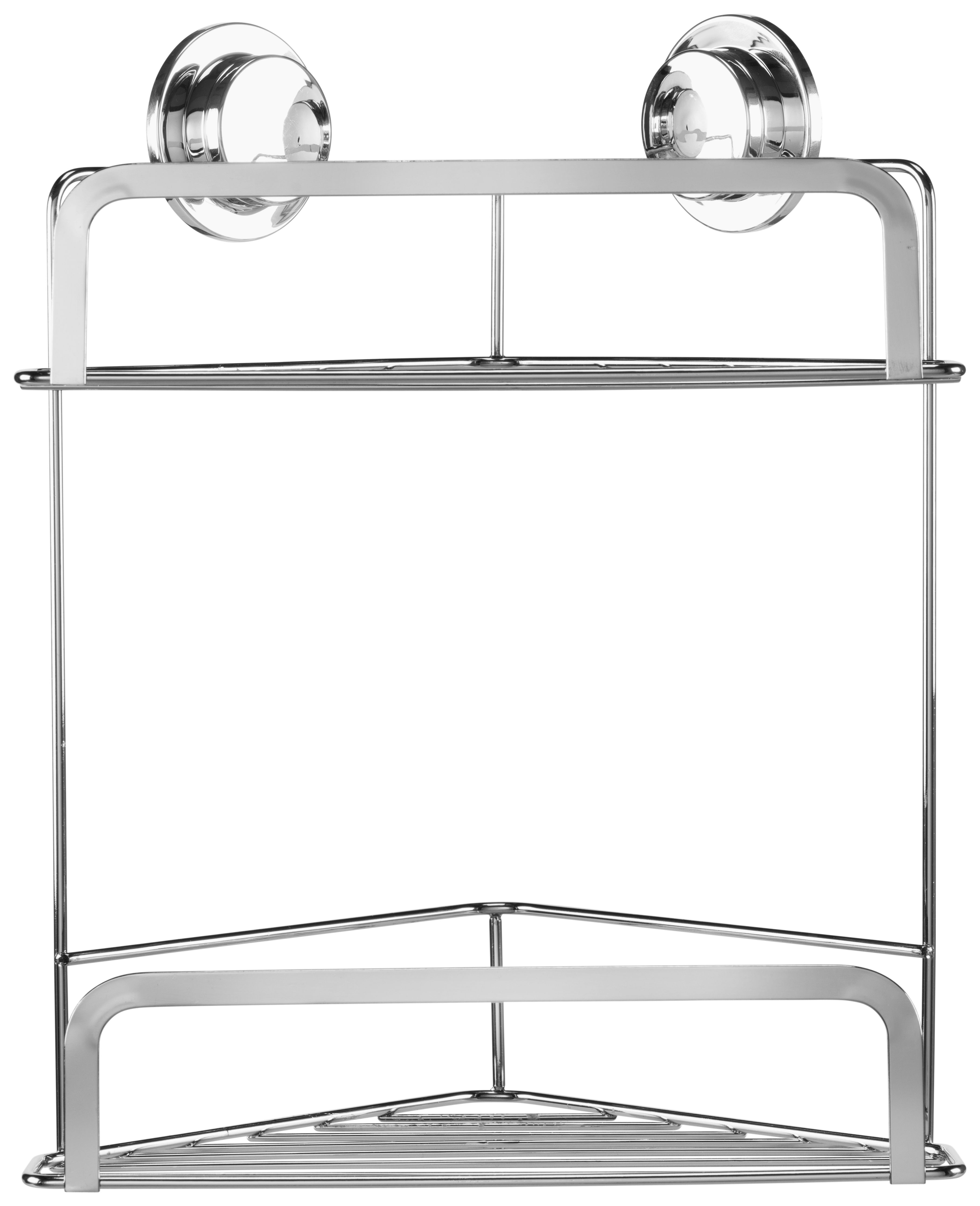 Croydex Chrome Stick & Lock™ 2 Tier Corner Storage Basket - 287 x 260mm