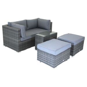 Charles Bentley Multi-Functional Contemporary Garden Lounge Set - Grey
