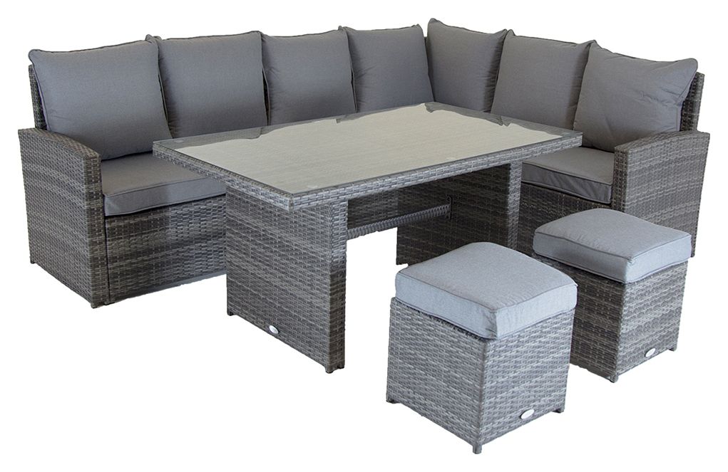 Charles Bentley 6 Seater Multi-Functional Garden Casual Dining Set - Grey