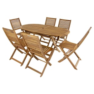 Charles Bentley FSC Acacia 6 Seater Wooden Oval Garden Dining Set