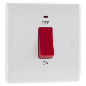 BG Slimline 45A White Square Cooker Control Unit with Power Indicator