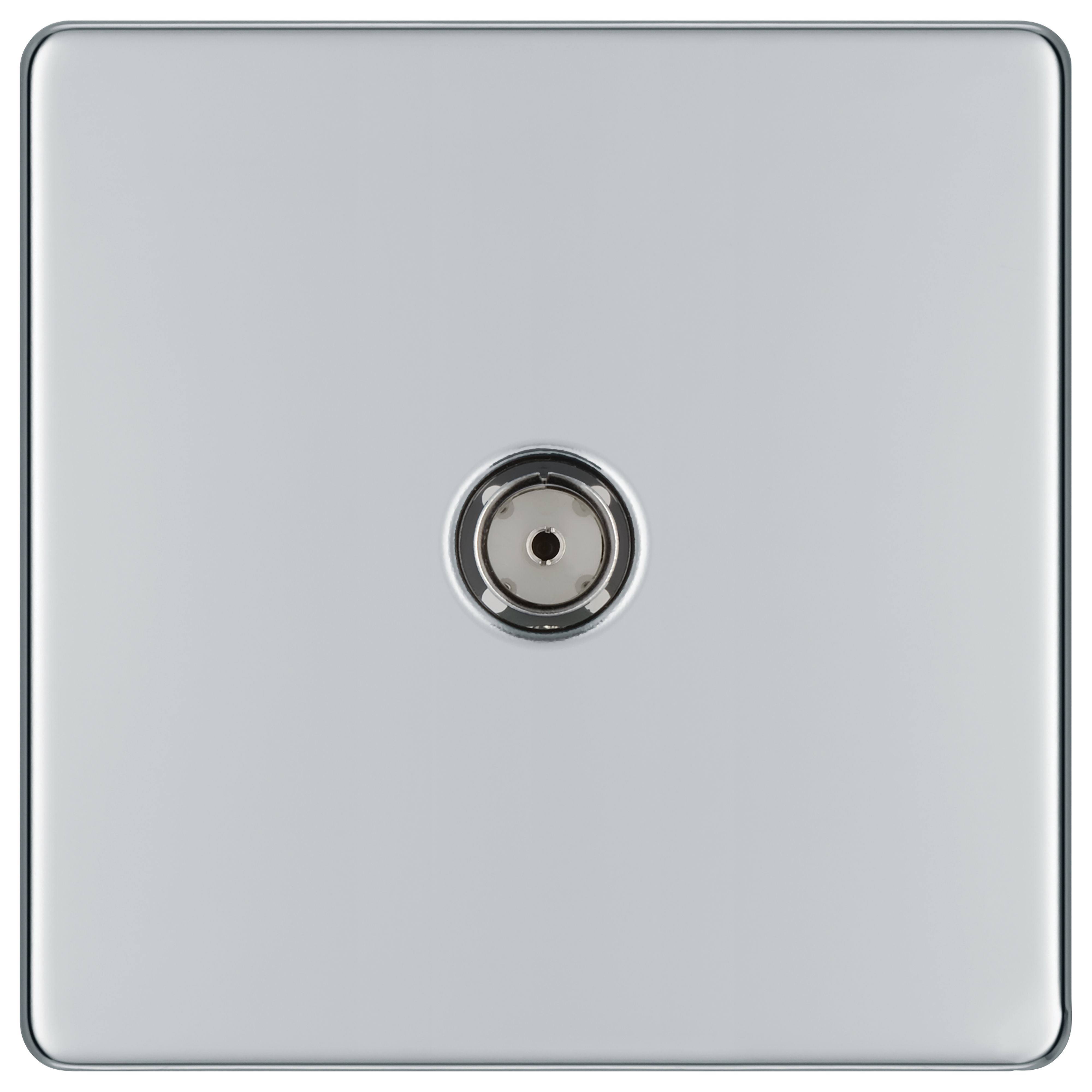 BG Screwless Flat Plate Single Socket For Tv Or Fm Co-Axial Aerial Connection - Polished Chrome