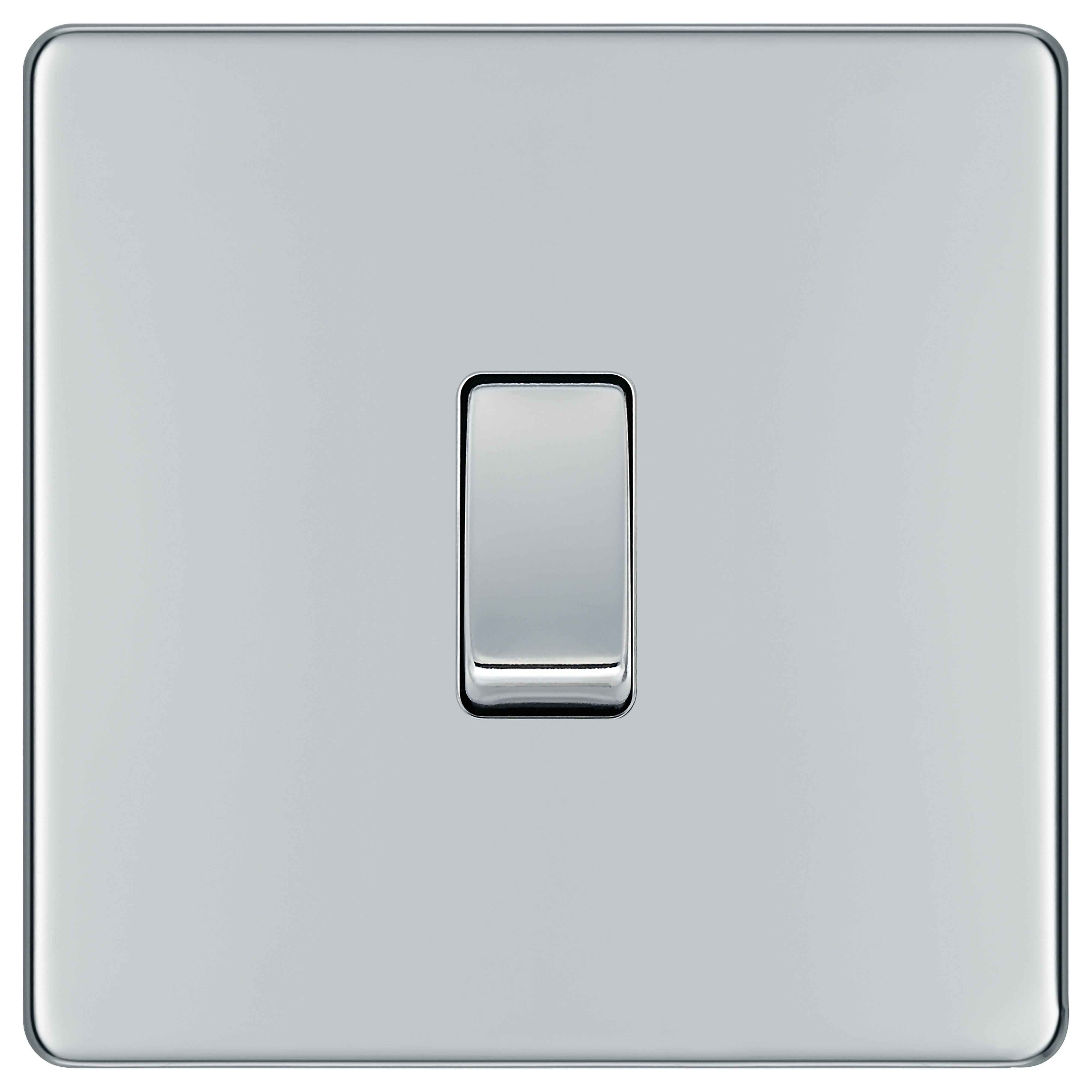 BG 10Ax Screwless Flat Plate Single Switch 2 Way - Polished Chrome